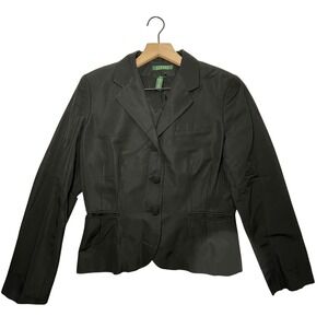 Lauren Ralph Lauren Silk Blend Women's Blazer Tailored Silhouette Size‎ 12 Black